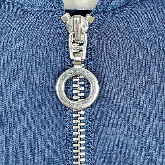 Susan Graver Liquid Knit Navy Zip-Front Shirt Dress with Tie Waist | Plus 3X - Picture 7 of 12